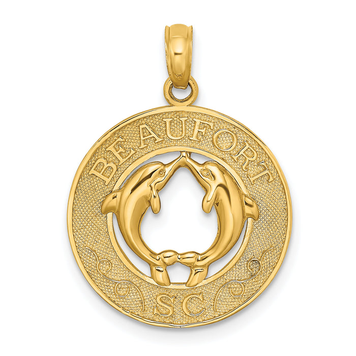 14K BEAUFORT SC w/Dolphins Circle Charm-K7722