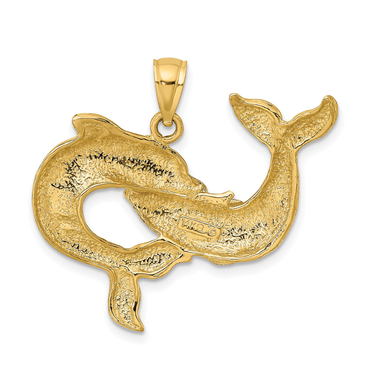 14K Polished Two Dolphins Together Charm-K7723