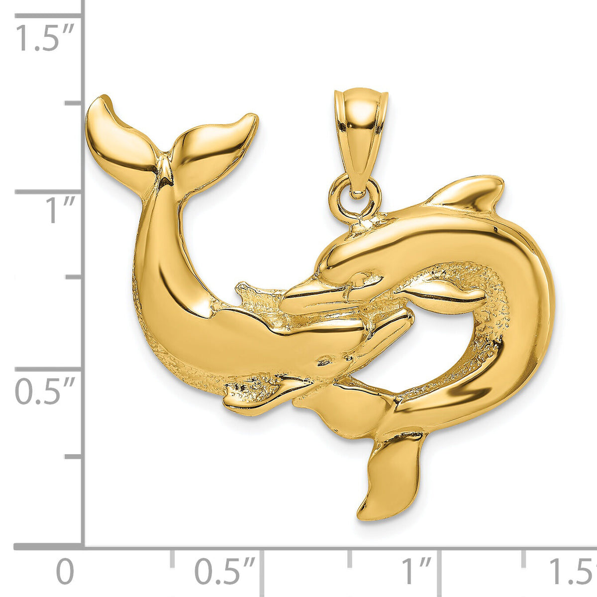 14K Polished Two Dolphins Together Charm-K7723