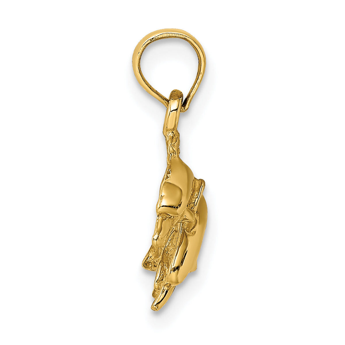 14K 2-D Polished Double Dolphins Jumping Left Charm-K7725