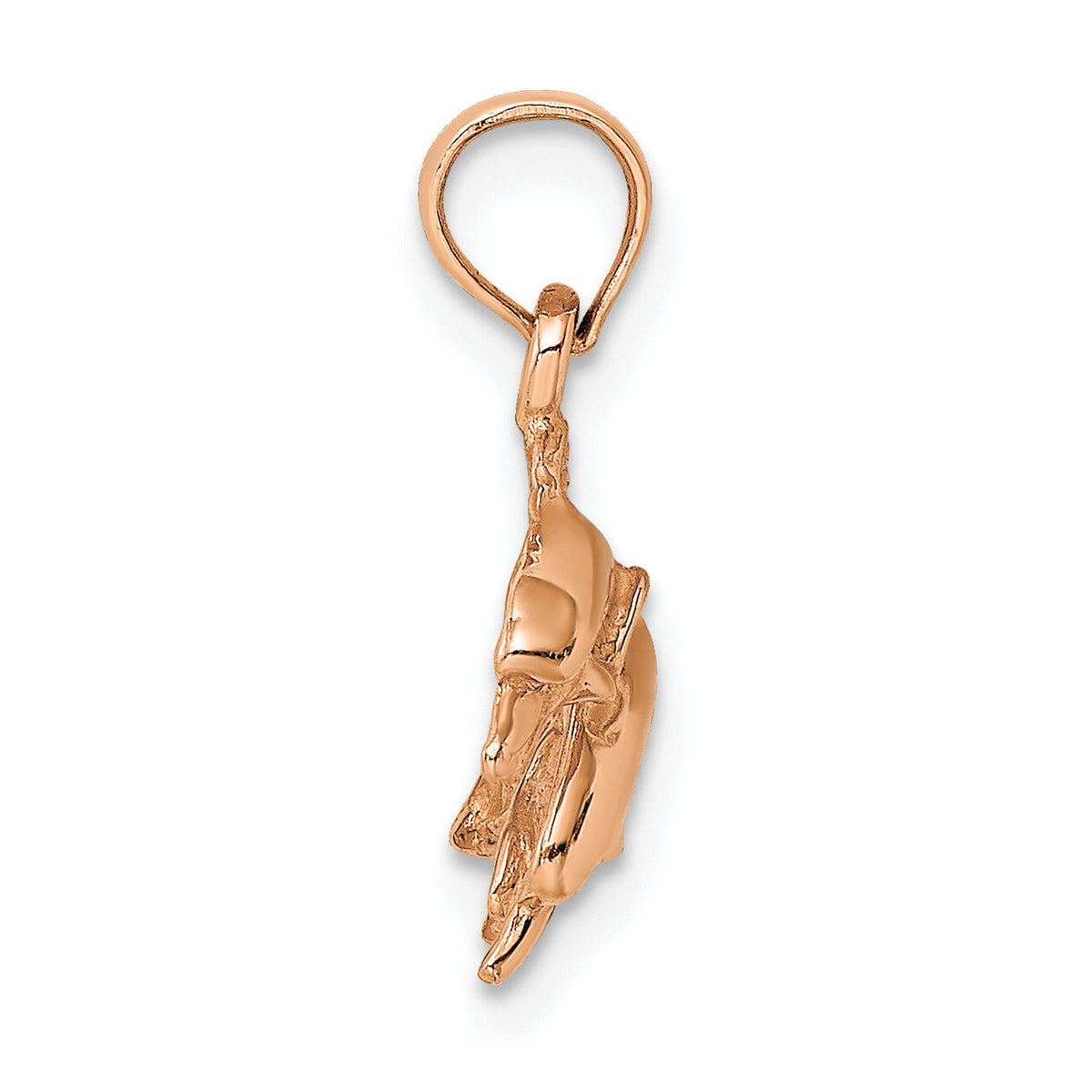 14K Rose Gold Polished Double Dolphins Jumping Left Charm-K7725R