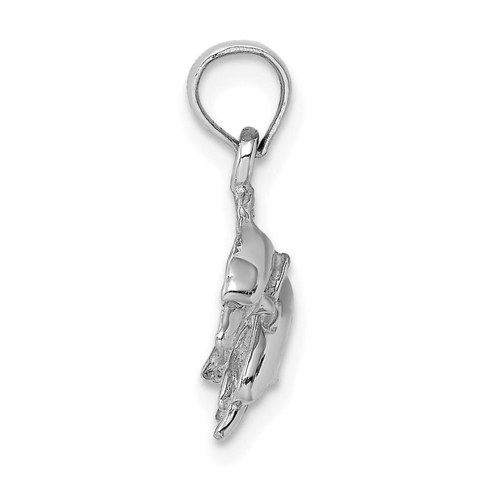 14K White Gold Polished Double Dolphins Jumping Left Charm-K7725W