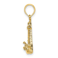 14K 2-D Lighthouse W/ Waves and Buildings Charm-K7726