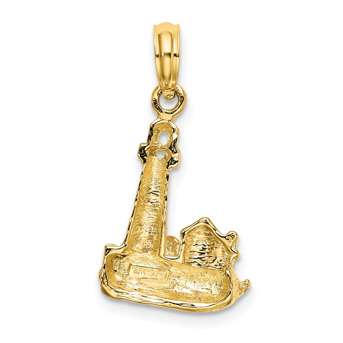 14K 2-D Lighthouse W/ Waves and Buildings Charm-K7726