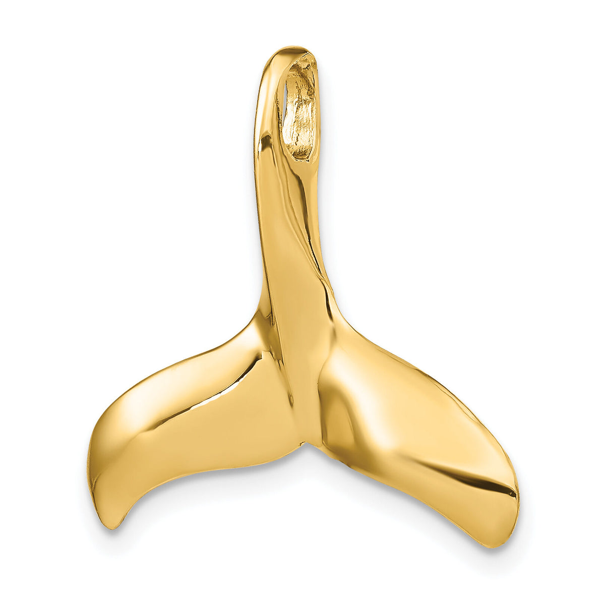 14K 3-D Polished/Textured Whale Tail Charm-K7728