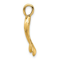 14K 3-D Polished Whale Tail Charm-K7729