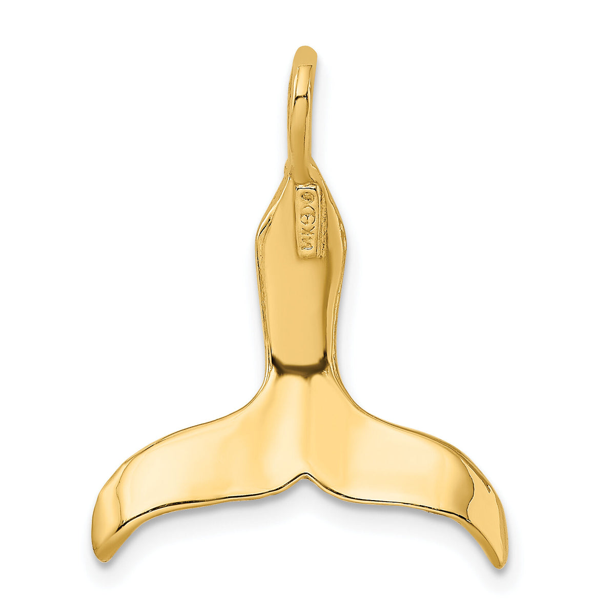 14K 3-D Polished Whale Tail Charm-K7729