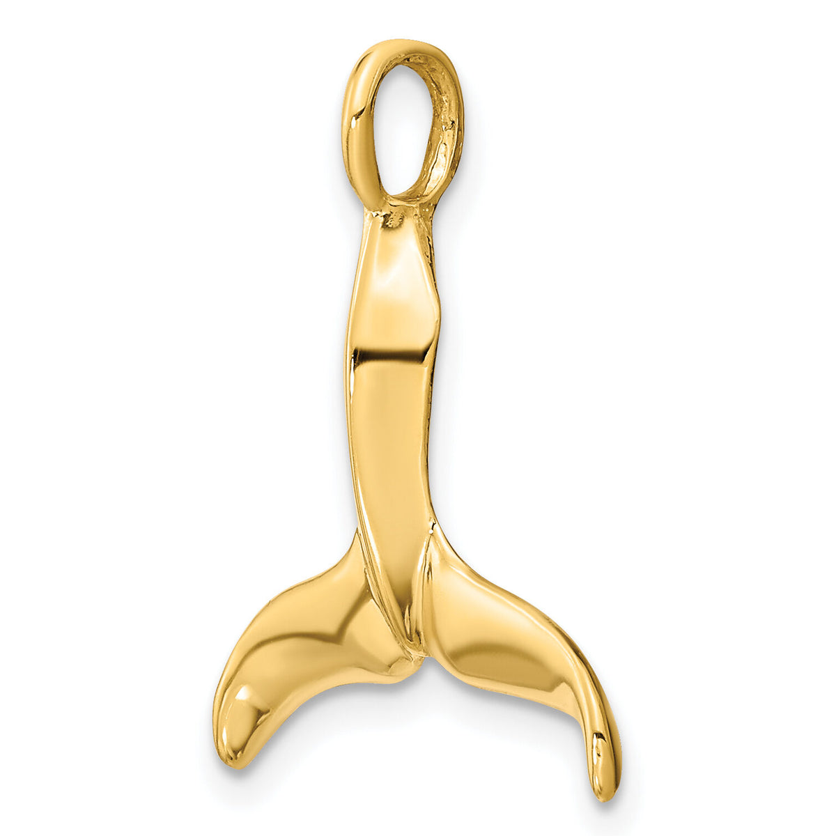 14K 3-D Polished Whale Tail Charm-K7729