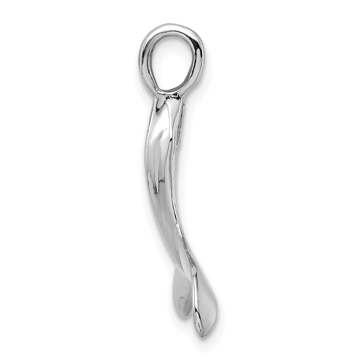 14K White Gold 3-D Polished Whale Tail Charm-K7729W