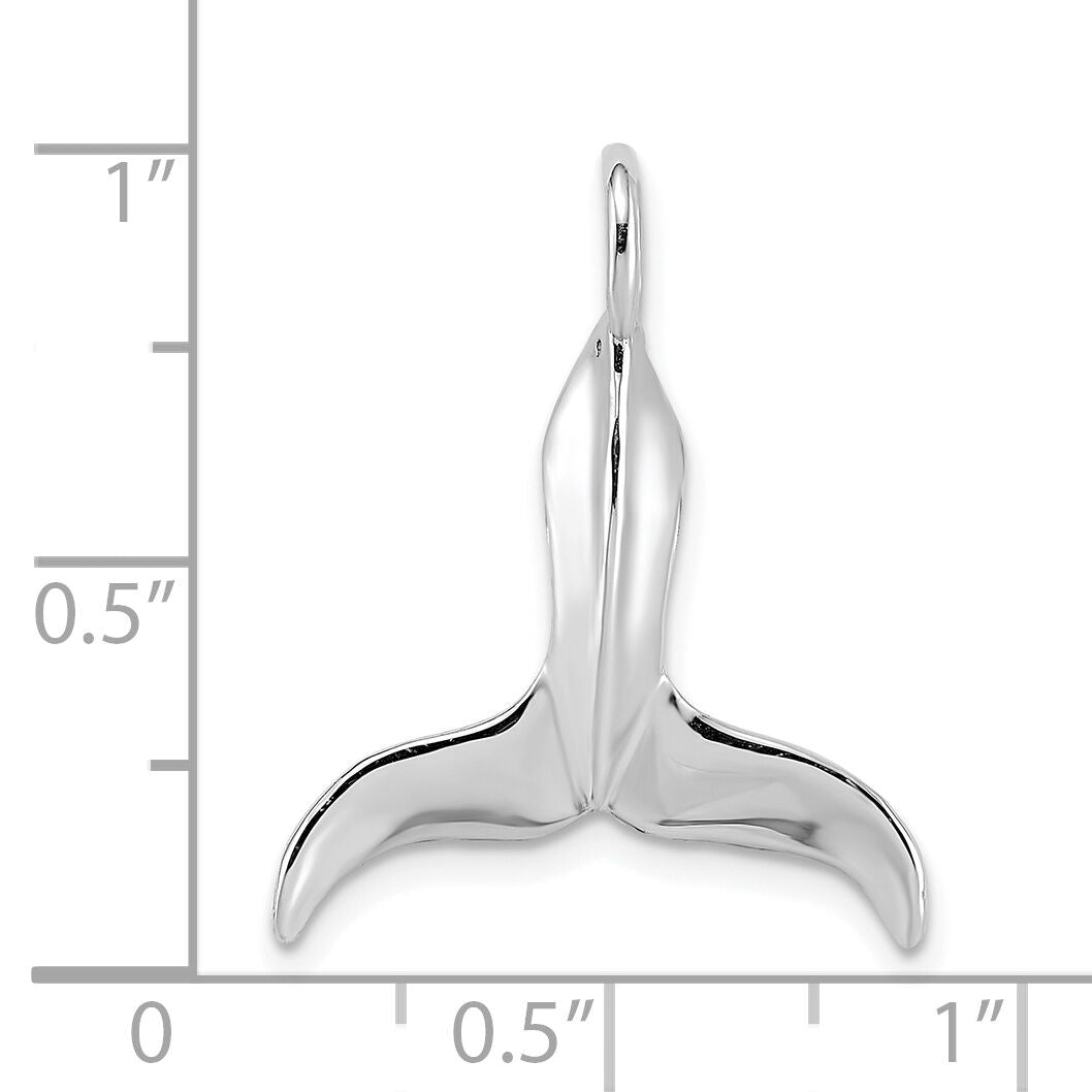 14K White Gold 3-D Polished Whale Tail Charm-K7729W