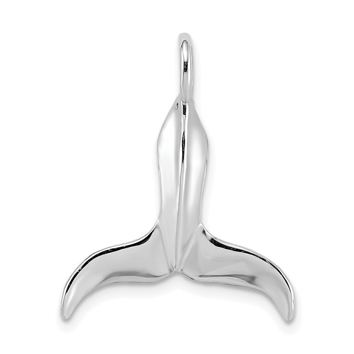 14K White Gold 3-D Polished Whale Tail Charm-K7729W