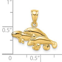 14K Polished Triple Manatee Charm-K7731
