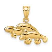 14K Polished Triple Manatee Charm-K7731