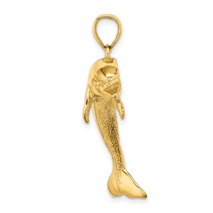 14K Polished and Textured Jumping Dolphin Charm-K7738