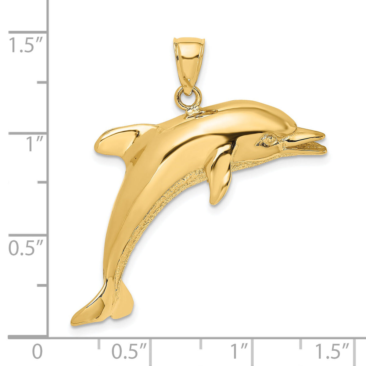14K Polished and Textured Jumping Dolphin Charm-K7738