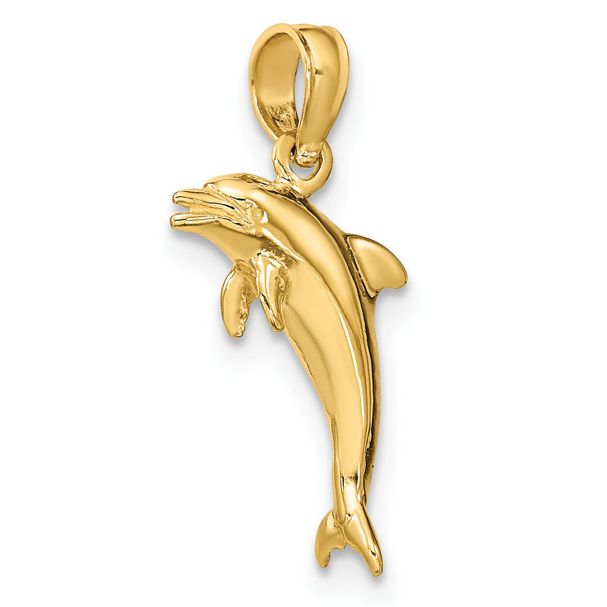 14K 3-D Polished Mini Dolphin Jumping Charm-K7739