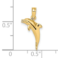 14K 3-D Polished Mini Dolphin Jumping Charm-K7739