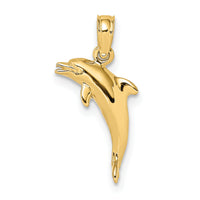 14K 3-D Polished Mini Dolphin Jumping Charm-K7739