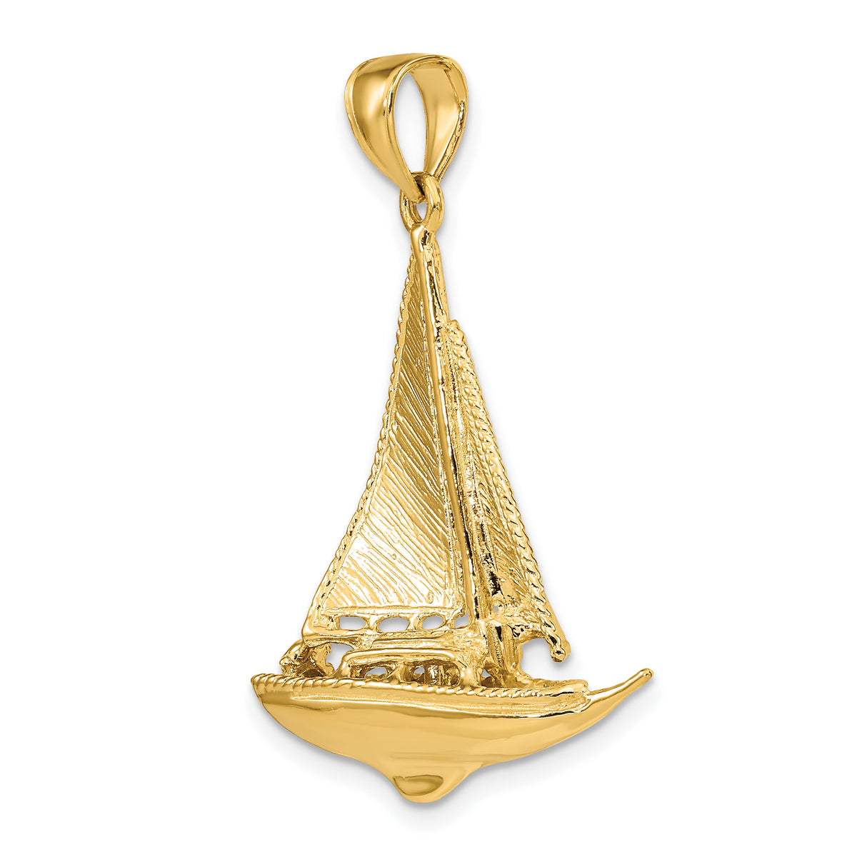 14K 3-D Polished Sailboat Charm-K7746