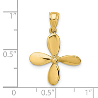 14K 3-D w/ 4 Blades Propeller Charm-K7749