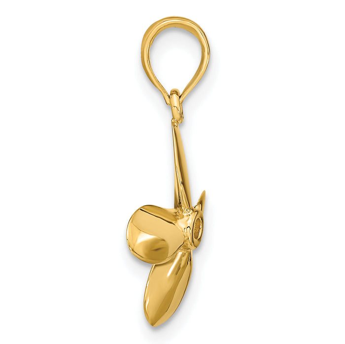 14K 3-D w/ 4 Blades Propeller Charm-K7750