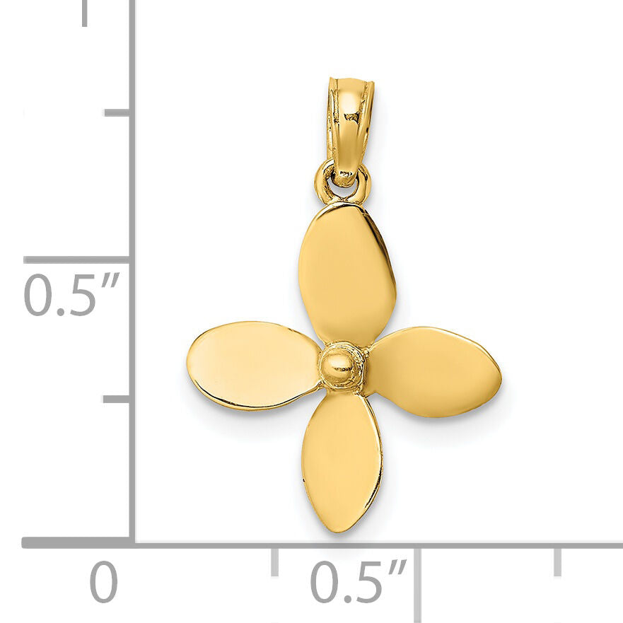 14K 3-D w/ 4 Blades Propeller Charm-K7750