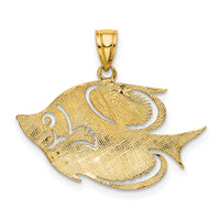 14K 2-D Polished Textured Fish Charm-K7753