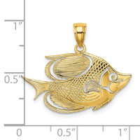 14K 2-D Polished Textured Fish Charm-K7753