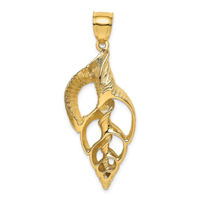 14K Cut-Out Conch Shell Skeleton Charm-K7756