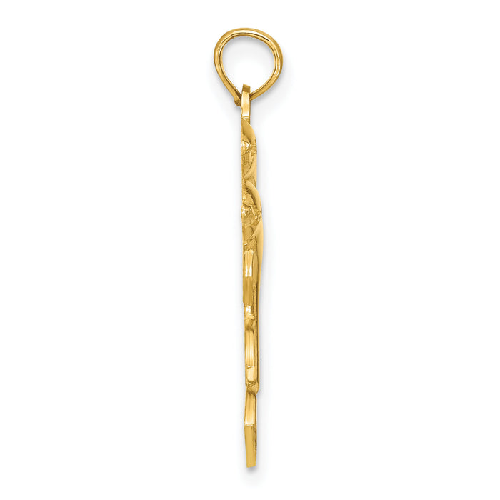 14K 2-D Two Jumping Dolphins Charm-K7757