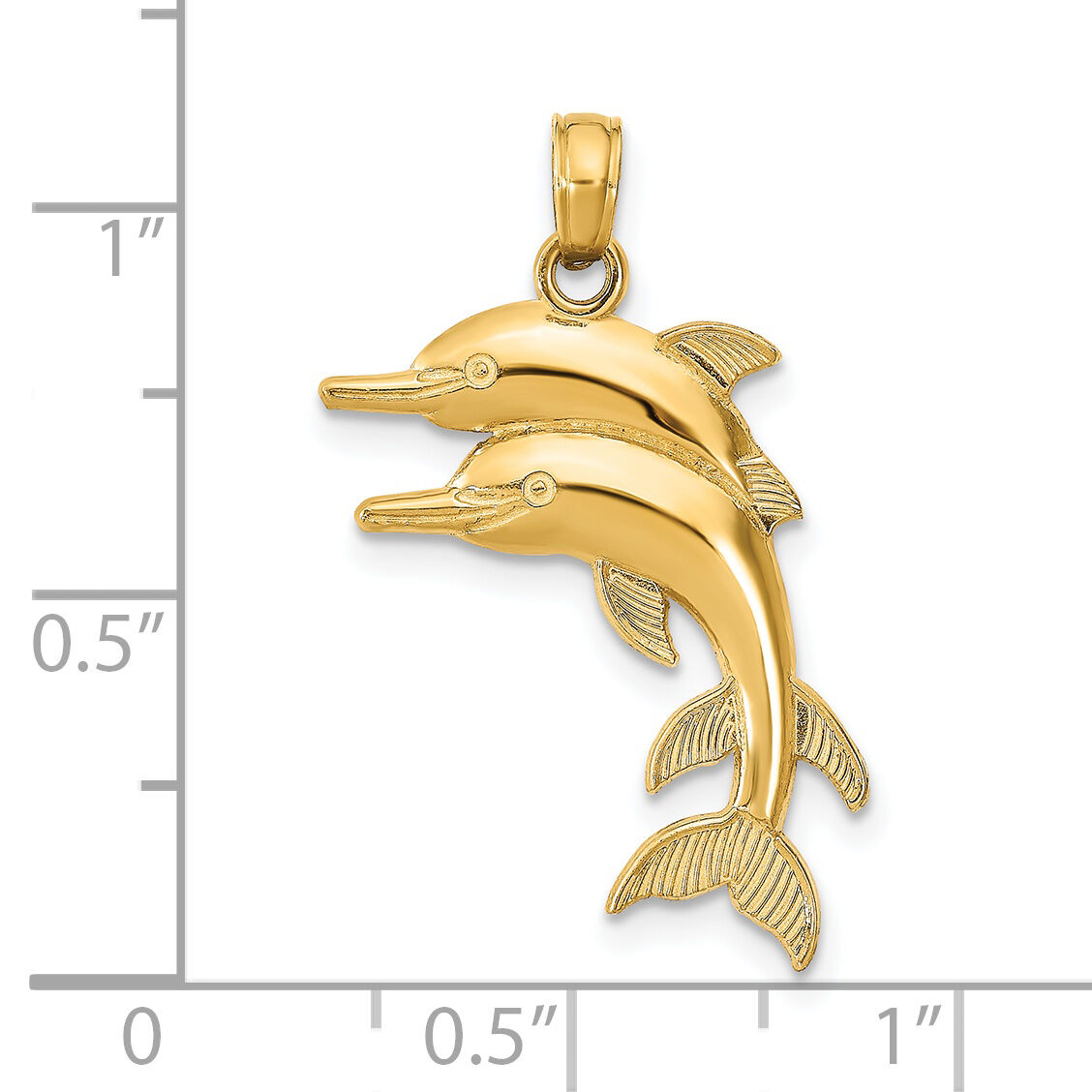 14K 2-D Two Jumping Dolphins Charm-K7757