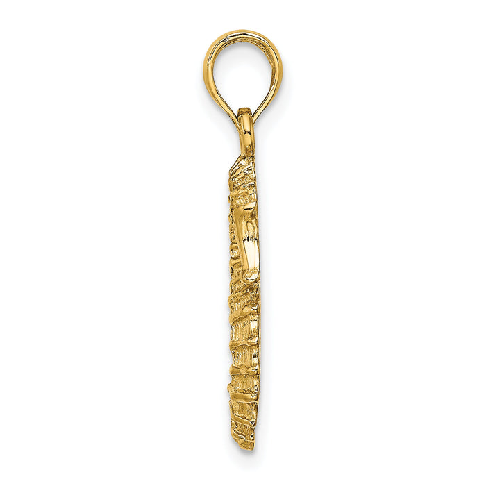 14K Textured Seahorse Charm-K7759