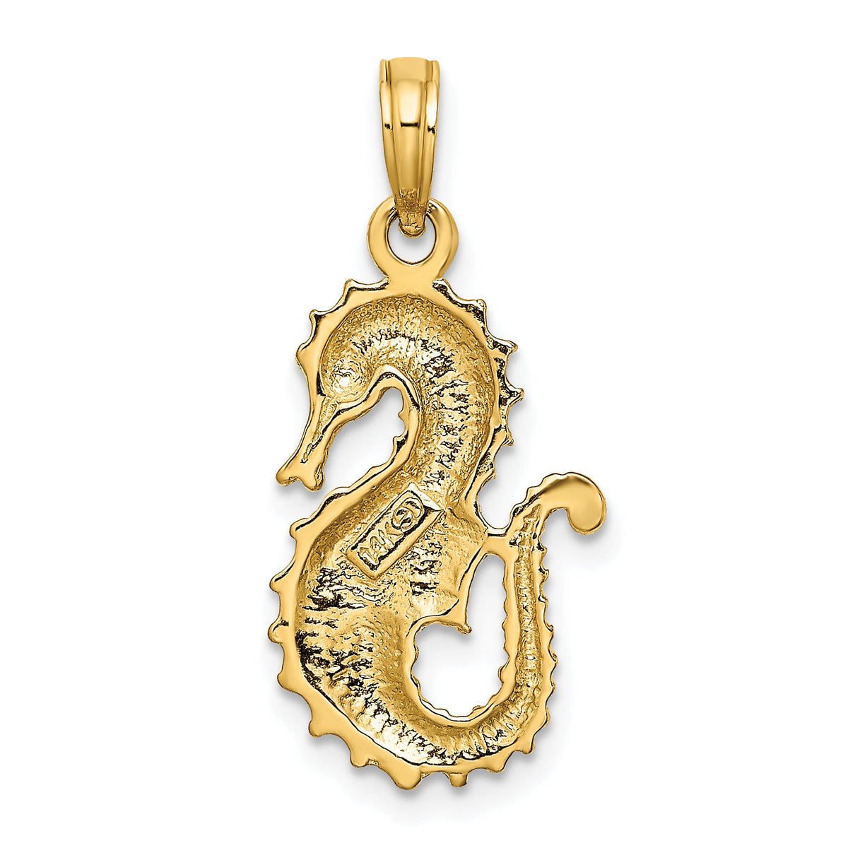 14K Textured Seahorse Charm-K7759