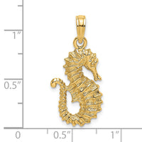 14K Textured Seahorse Charm-K7759