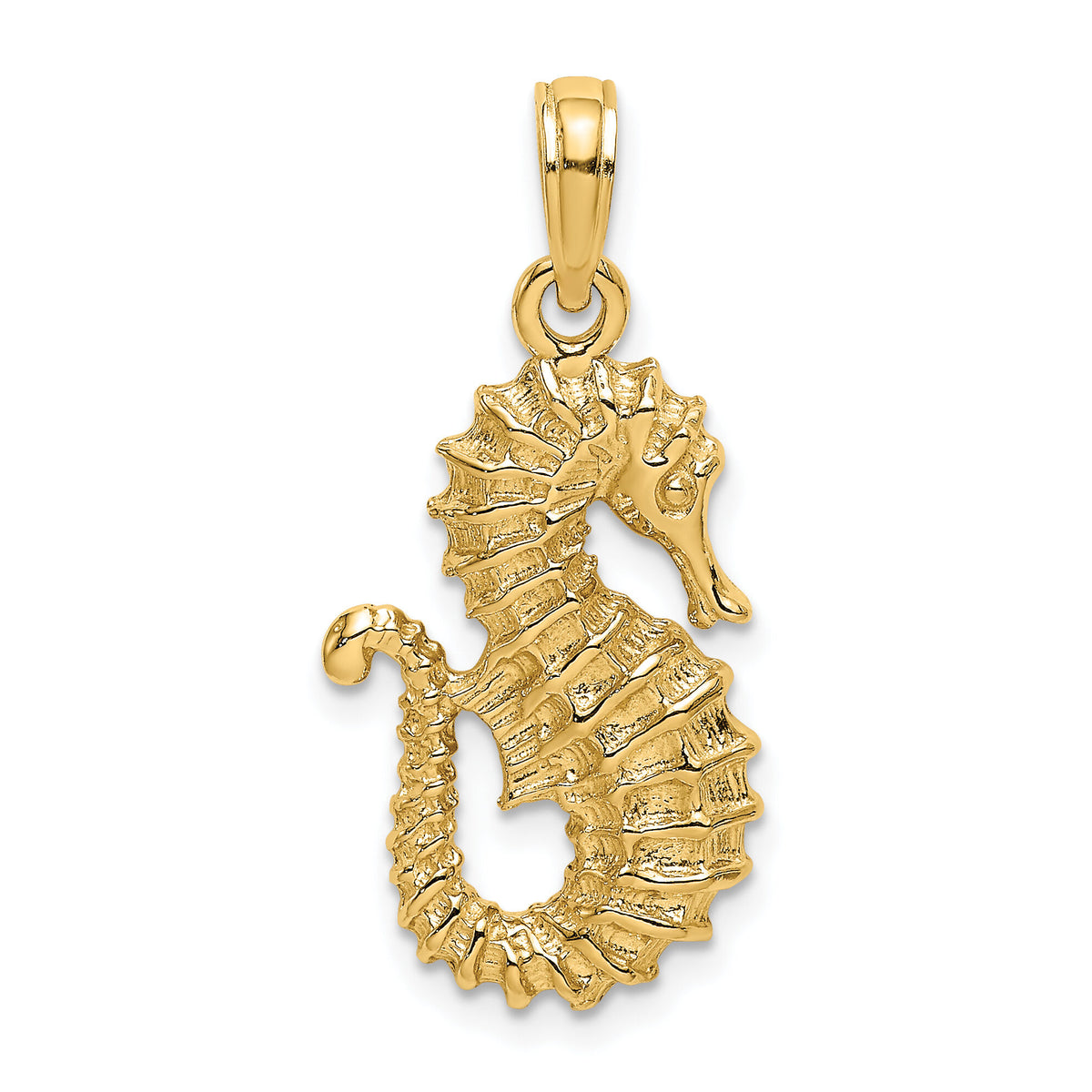 14K Textured Seahorse Charm-K7759