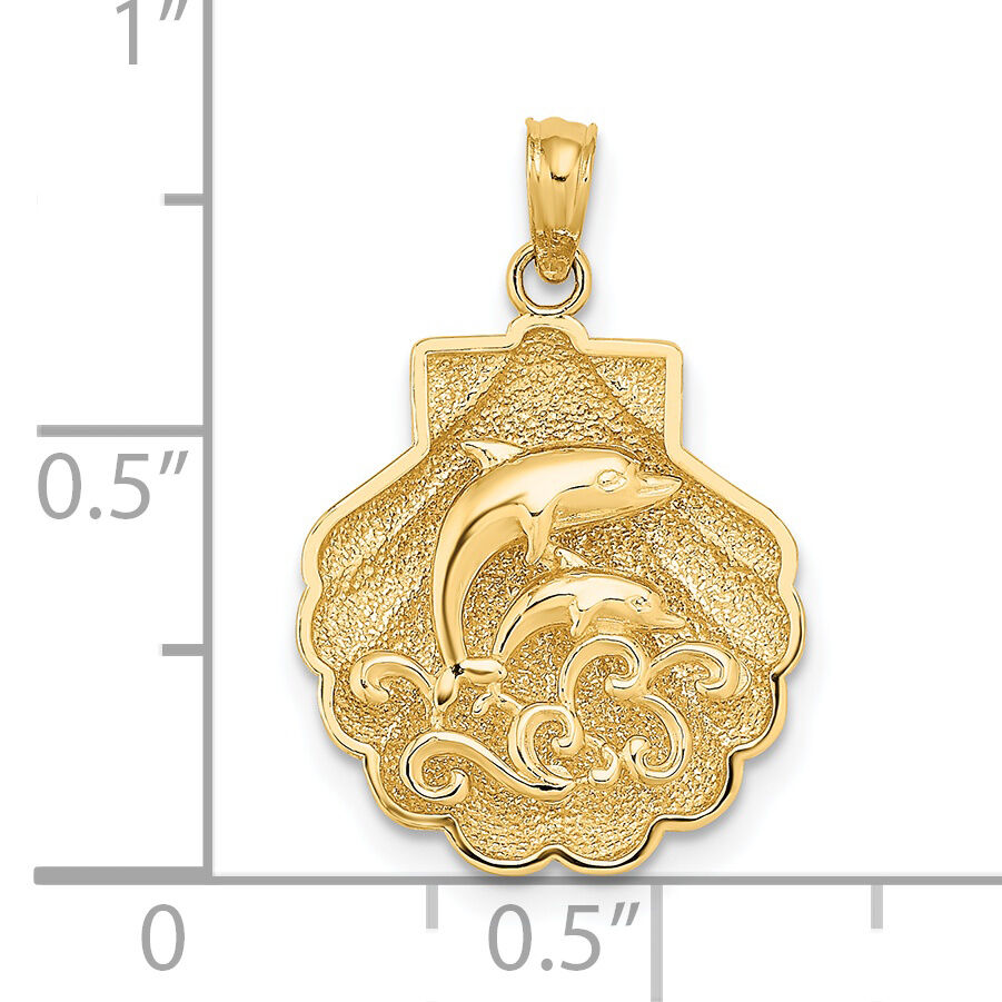 14K Reversible Dolphins and Waves in Shell Charm-K7769