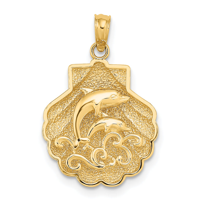 14K Reversible Dolphins and Waves in Shell Charm-K7769