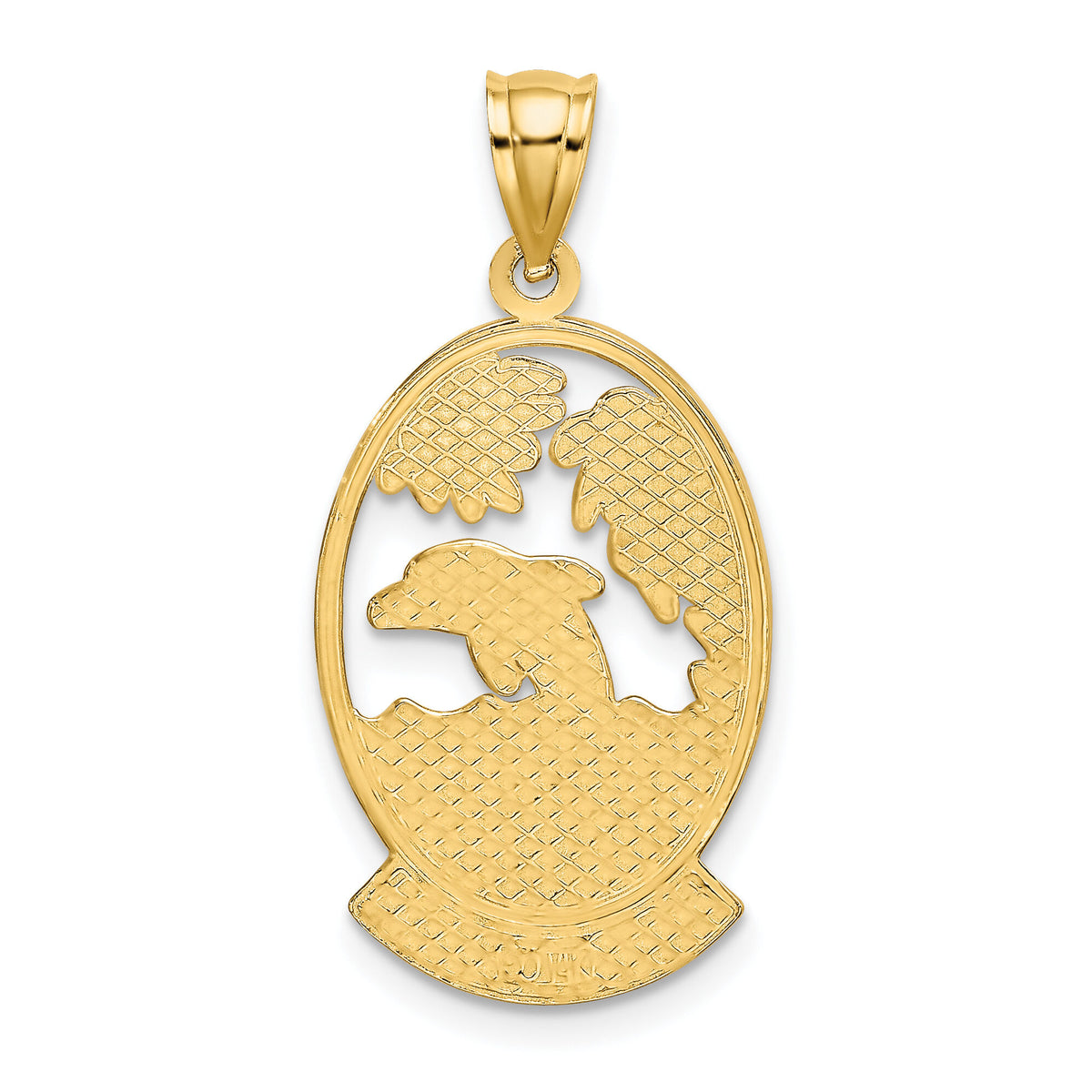 14K HAWAII w/ Dolphins in Waves Charm-K7771
