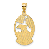 14K HAWAII w/ Dolphins in Waves Charm-K7771