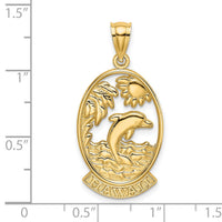 14K HAWAII w/ Dolphins in Waves Charm-K7771