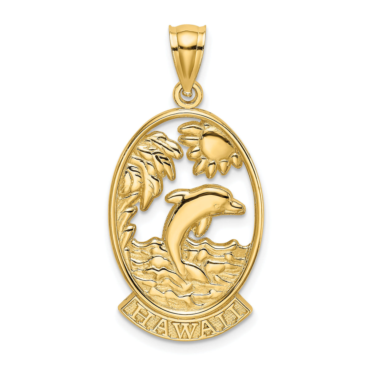 14K HAWAII w/ Dolphins in Waves Charm-K7771