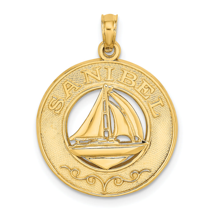 14K SANIBEL w/Sailboat Circle Charm-K7772