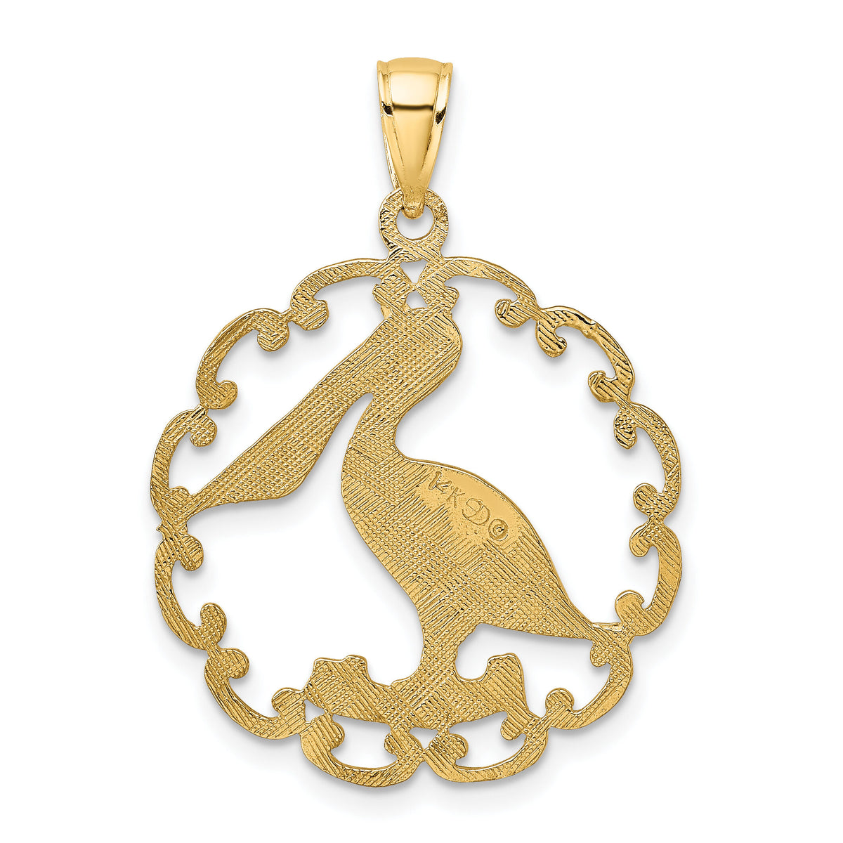 14K Pelican In Circle Charm-K7774