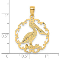 14K Pelican In Circle Charm-K7774