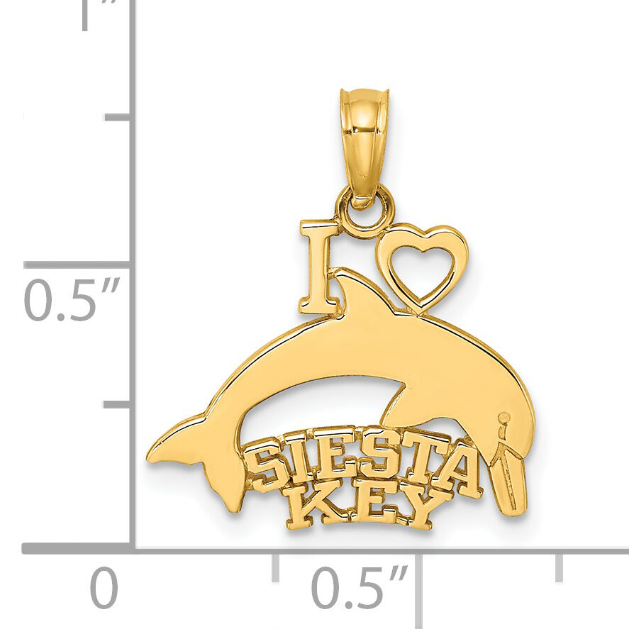 14K I HEART SIESTA KEY with Dolphin Charm-K7778