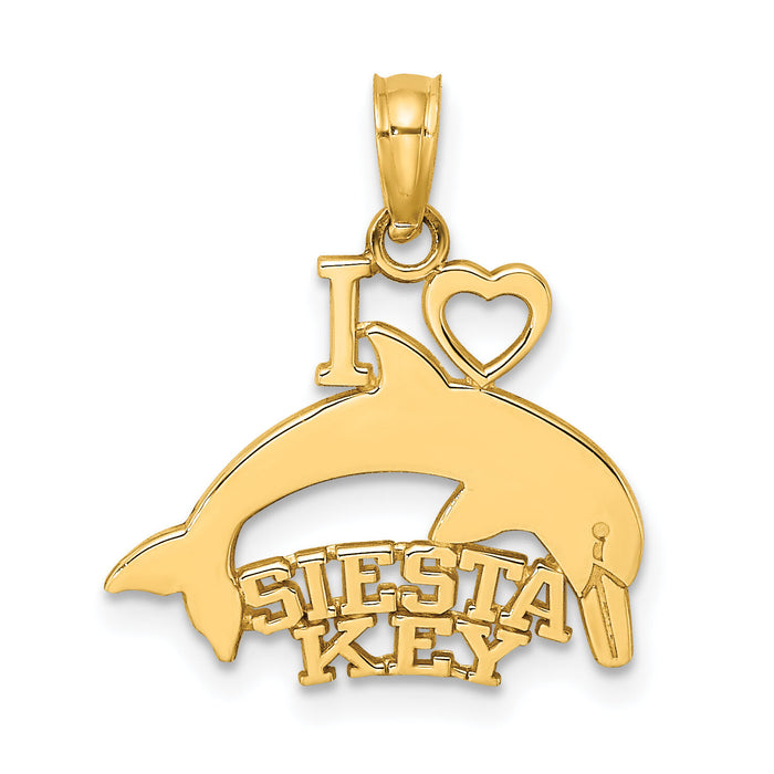 14K I HEART SIESTA KEY with Dolphin Charm-K7778