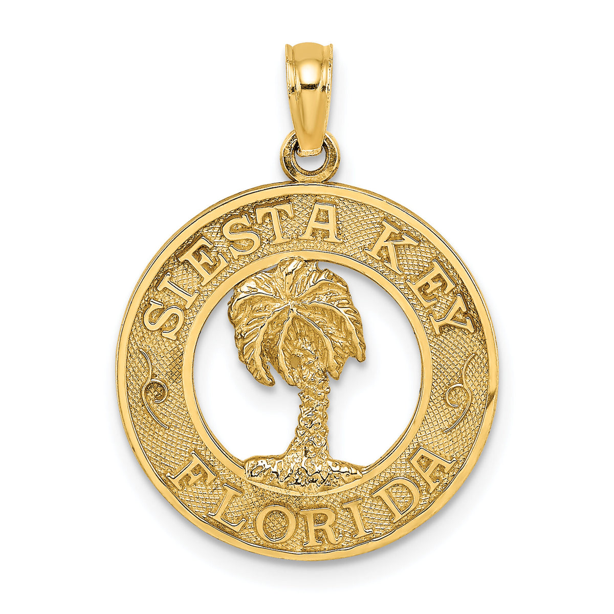 14K SIESTA KEY FLORIDA  w/Palm Tree Circle Charm-K7779