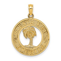 14K SIESTA KEY FLORIDA  w/Palm Tree Circle Charm-K7779
