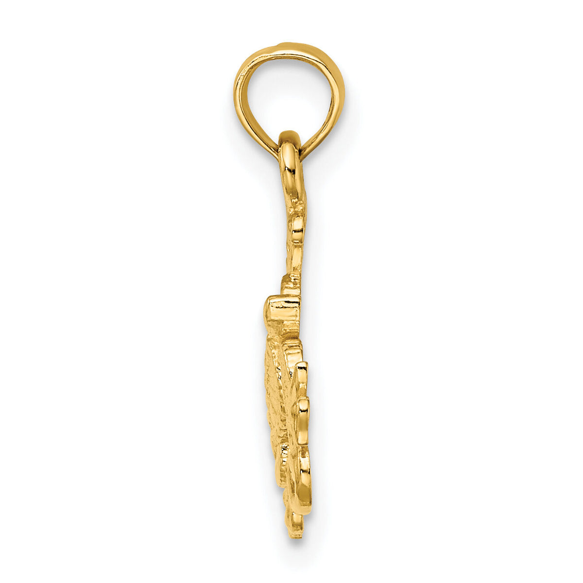 14K Textured Mini Sea Turtle and Kelp Charm-K7783