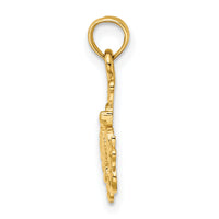 14K Textured Mini Sea Turtle and Kelp Charm-K7783